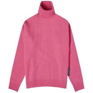 Gucci NWT Men's Logo Rose Bloom Wool Tab Turtle Neck Knit Jumper